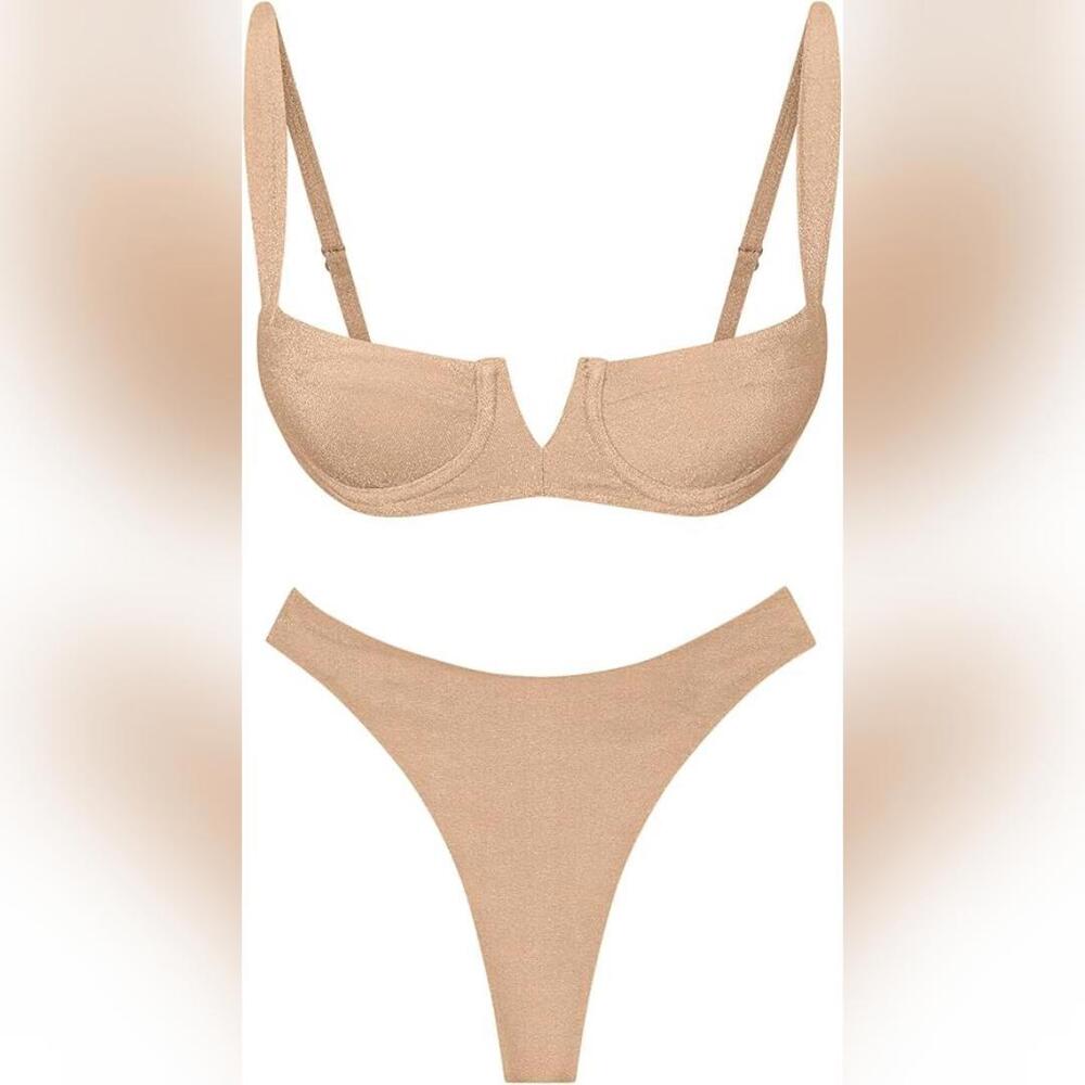 NWT Narecte Bikini Top and Triangle Bottom Swimsuit, XL